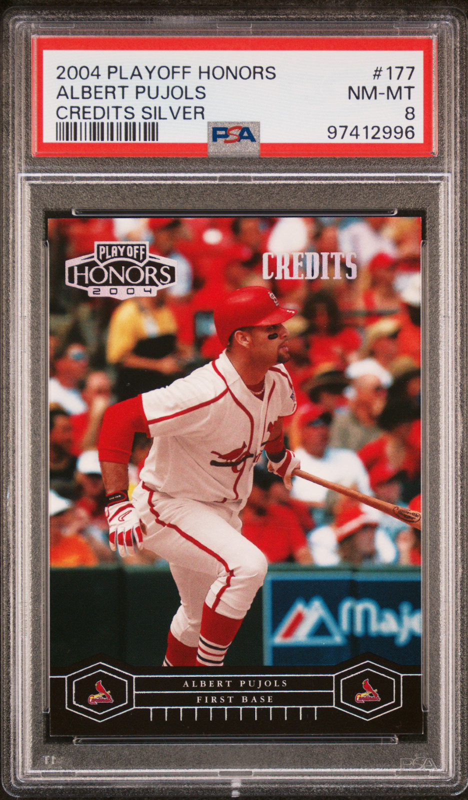 2004 Playoff Honors Albert Pujols Credits SILVER /50 PSA 8 NM-MINT!! 🔥 Pop 2