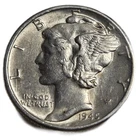 1945  Mercury Dime AU BU Silver (W2)
