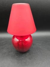 Apple Shaped Marble Base Tea Light Candle Lamp Frosted Shade Farmhouse Country