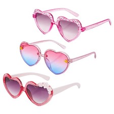Jmkcoz 3 Pairs Kids Heart Shaped Sunglasses Cute Ages 3-12 , Multicolor