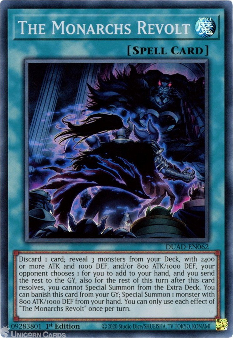 DUAD-EN062 The Monarchs Revolt : Super Rare 1st Edition Mint YuGiOh Card