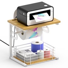 Label Holder for Rolls and Fan-Fold Labels, Wooden Thermal Sticker Roll Holde...