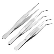 430 Stainless Steel Tweezers with Curved Pointed Serrated Tip 1/2/5pcs