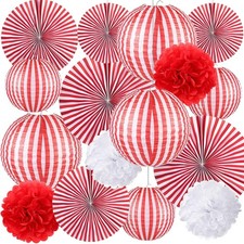 Hortsun 16 Pcs Carnival Circus Party Decorations Red 16 inches, white, red