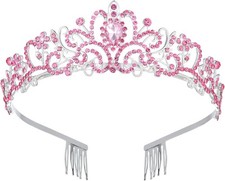 Crystal Tiaras Crowns for Women, Birthday Party Princess Pink Pack of 1 