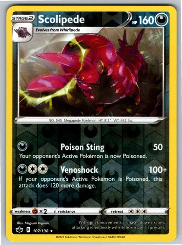 Scolipede 107/198 Rare Chilling Reign Pokemon Reverse Holo Near Mint