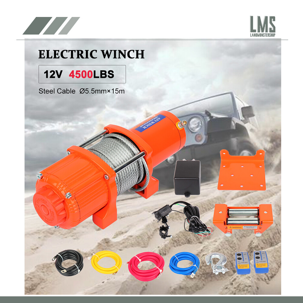 TYT 12V Electric 4500 Lb ATV/UTV Winch Kit, Off-Road Waterproof Steel Cable Winch For Towing UTV/ATV Trailer Car, Complete Winch Kit With 2 Wireless Remote And Wired Handle In | Whizz - Foto 9