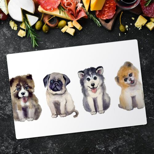 Tempered Glass Worktop Saver Painting Abstract Watercolour Animal Dog 80x52 cm - Photo 1/3