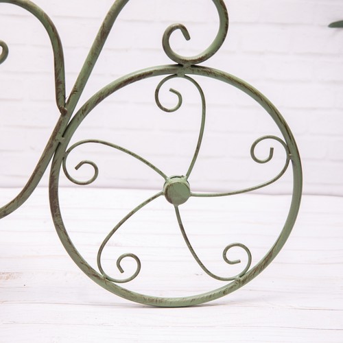 Bike Planter & Basket Liner Garden Green Metal Vintage Flower Pot Outdoor Decor - Picture 3 of 4