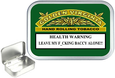 50g tobacco tin Golden Virginia Warning 1oz Silver Hinged Tobacco Tin, 50ml empty , Pocket  tin