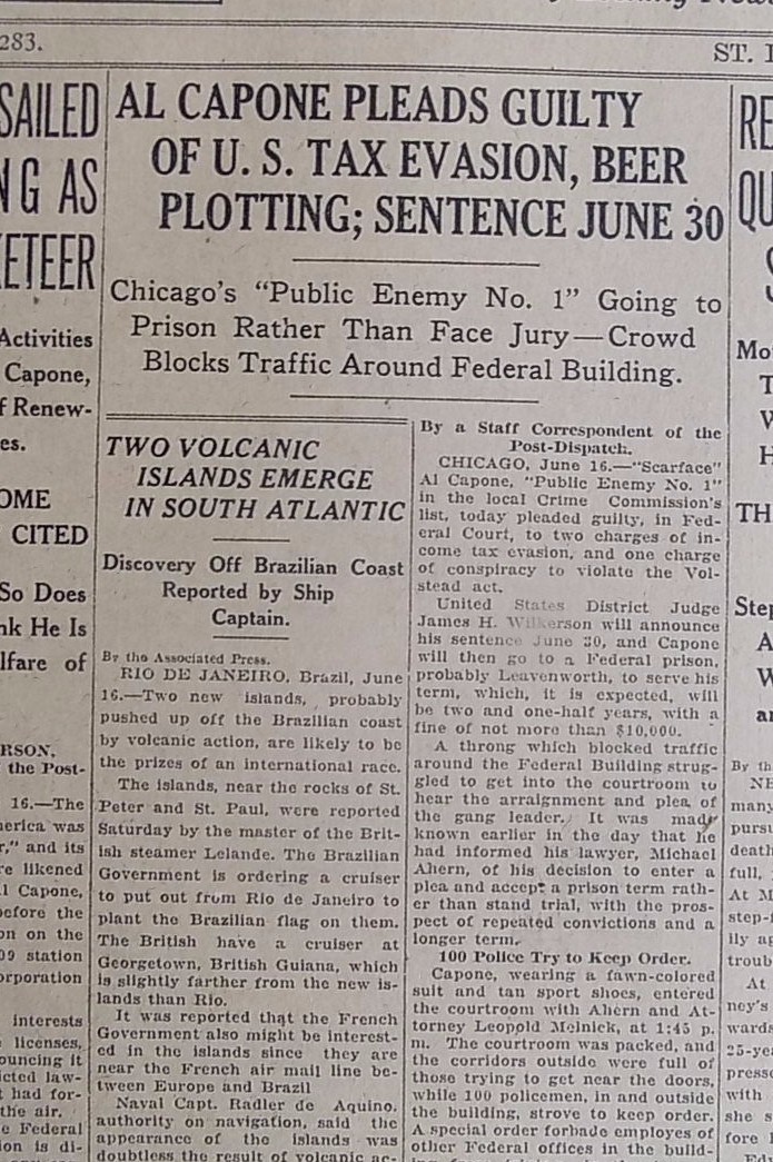 Al Capone Pleads Guilty in Tax Evasion Case June 16 1931 Gangster