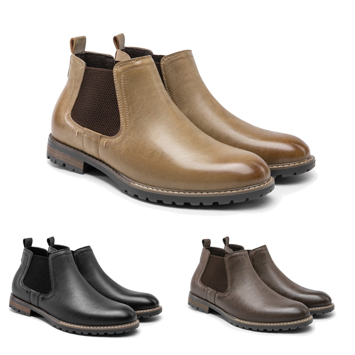 Men's Chelsea Boots Casual Slip-On Dress Comfortable Boots Black