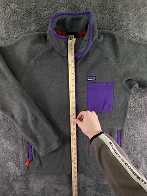 Patagonia Men's Small Gray Purple Orange Jacket Fleece Full Zip W