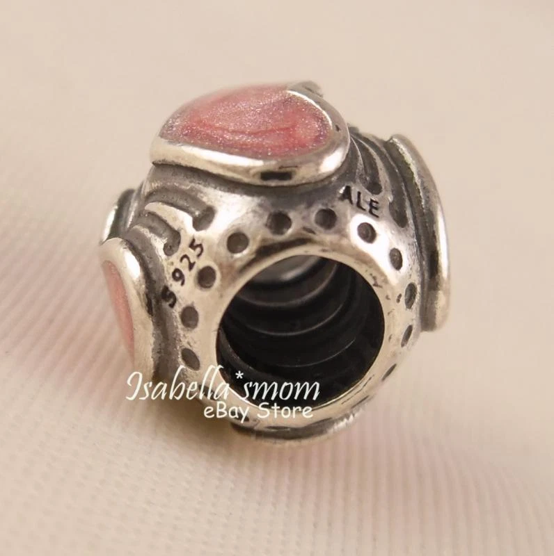 Ritirato Cuori Autentico Pandora Smalto Rosa Valentine Ciondolo/Perlina Nuovo - Immagine 4 di 4