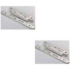 2er PACK DIN Fluchtschloss Türrahmen Forend Strike & Fixing Pack Satin Steel RADIUS