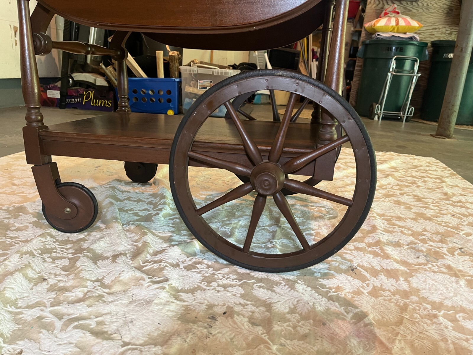 Vintage Mid Century Colonial Drop Leaf Butler Tea or Bar Serving Cart ...