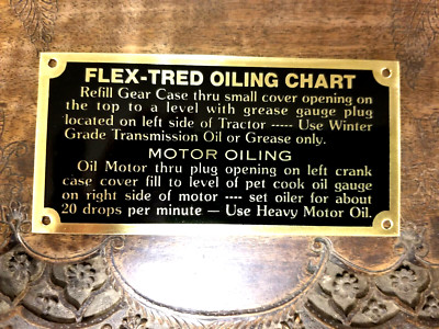 Vaughans Flex-Tred Traktor Ölanzeige Datenplatte ACID ETCHED Messing