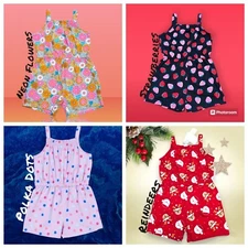 Girls soft cotton summer rompers size 2T cute stylish printed jumpsuits