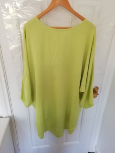 Made in Italy O/S Lime Green Silver Star Lagenlook Blouse Top Oversized Boxy - Picture 5 of 8