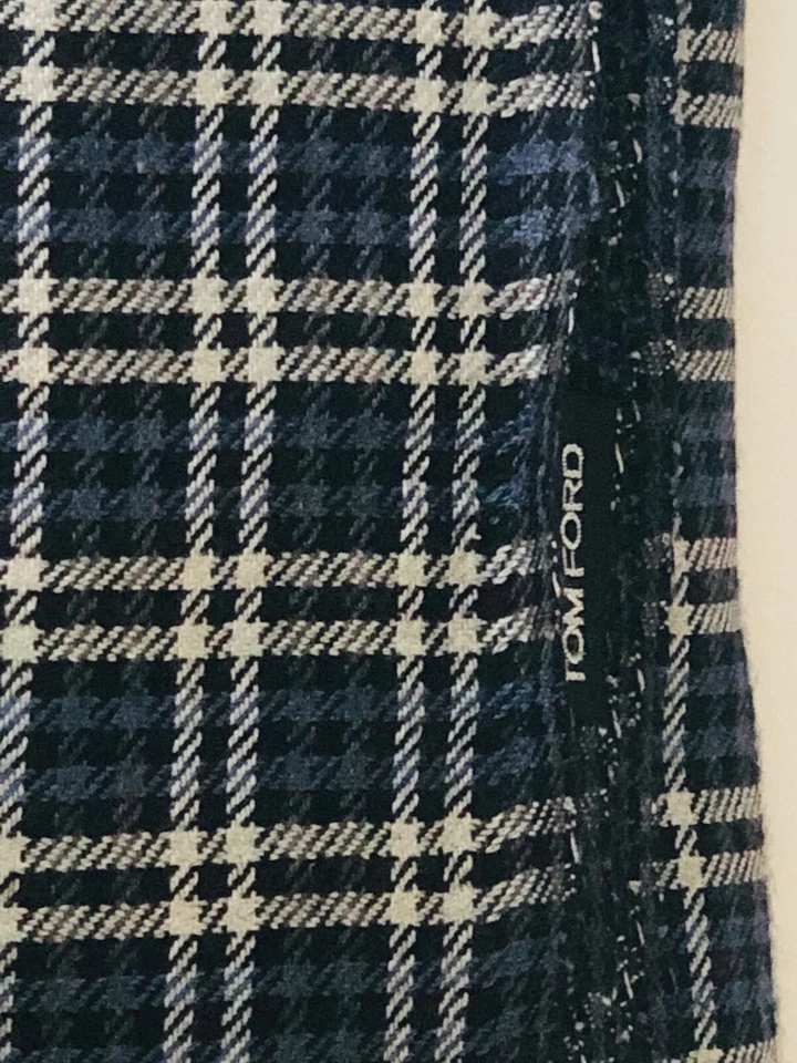 BUFANDA A CUADROS TOM FORD negra/blanca/azul Foto 2 de 4