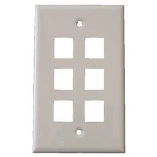 100 PACK- 6 PORT KEYSTONE CAT5 CAT6 RG6 KEYSTONE FACEPLATE WHITE USA SELLER!