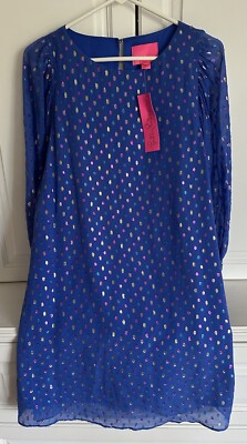 Lilly Pulitzer Maisel Silk Dress Size 6 NWT $248 Moroccan Metallic Clip 002521