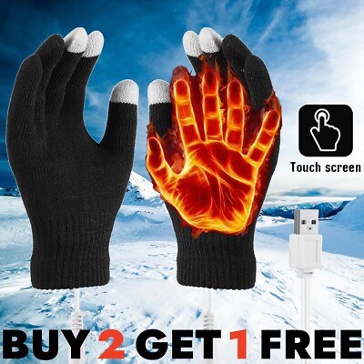 Electric USB Heated Gloves Winter Warming Thermal Ski Snow