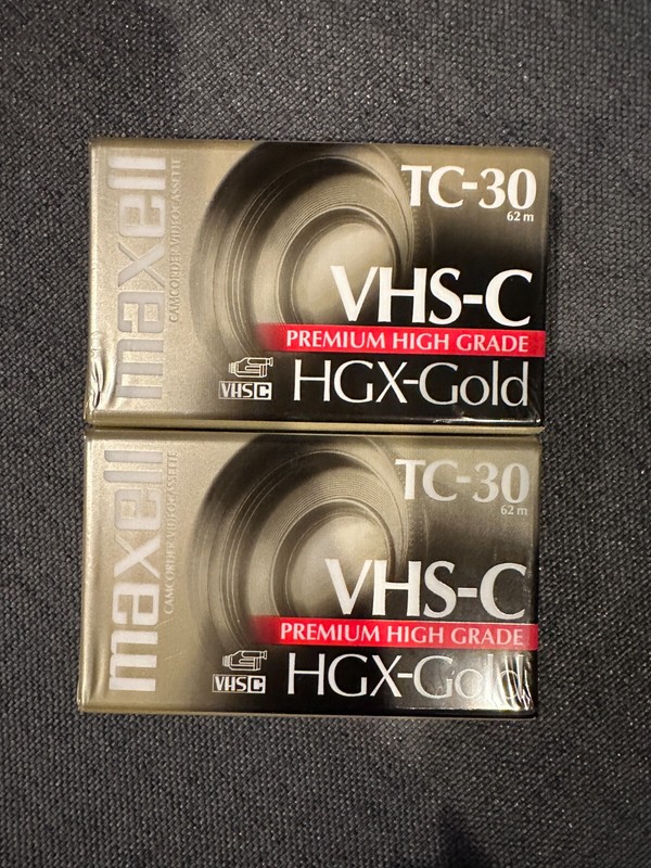Maxell VHS-C TC-30 HGX-Gold Videocassette Tape 2-Pieces