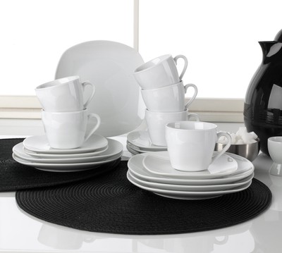 18-tlg Kaffeeservice Kaffeegeschirr Geschirrset Eckig 6 Personen