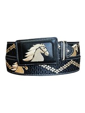 Cinto Vaquero Bordado Piteado charro Western style Embroidered belt Rodeo Belt