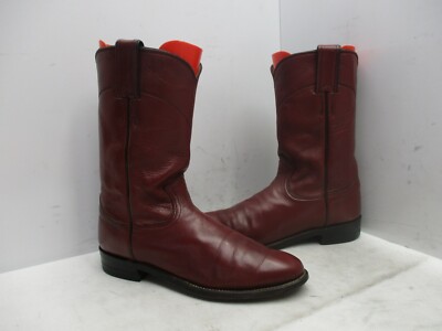 JUSTIN Wine Maroon Leather Roper Cowboy Boots Womens Size
