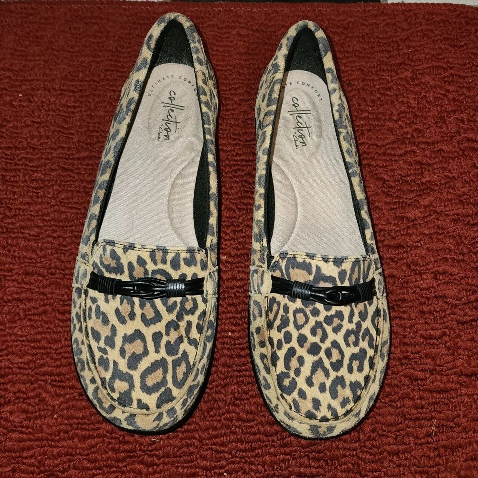 Ballerine Clarks donna Ashland stampa animalier beige nuove con etichette taglia 9 larghe cottagecore