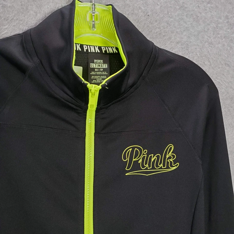 Chaqueta ROSA Victoria's Secret Mujer Ropa Activa XS Negra Track Ultimate Logo Foto 2 de 4