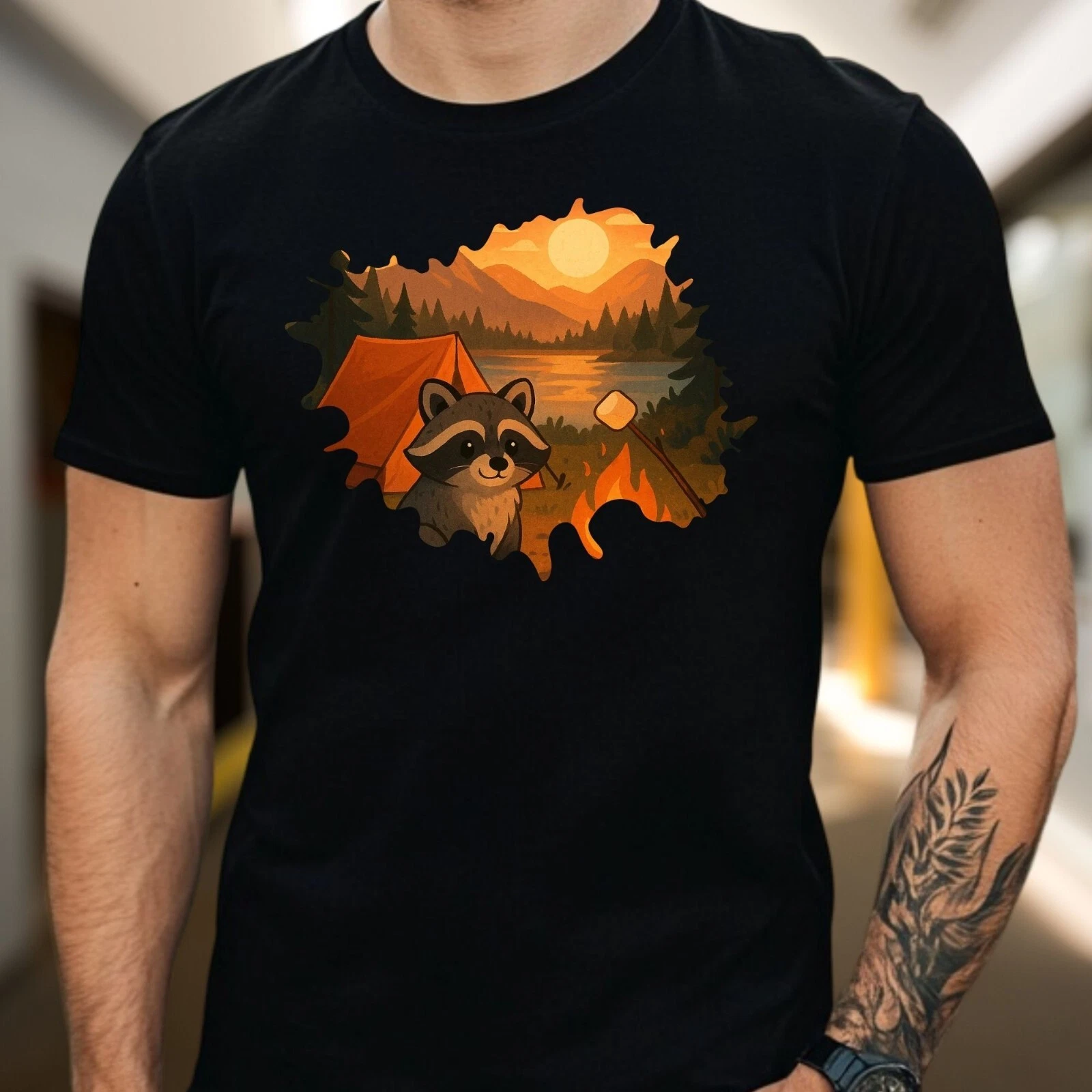 Mens Camping Raccoon Print Cotton T-Shirt Size S to 5XL
Opens in a new window or tab