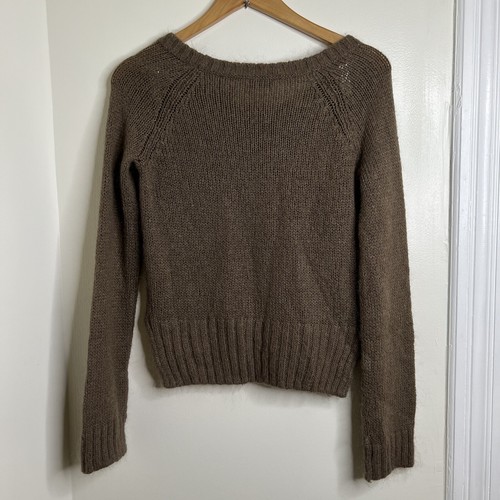 Moda International Sweater Size XS Mohair Wool Blend Loose Open Knit Brown - Picture 4 of 9