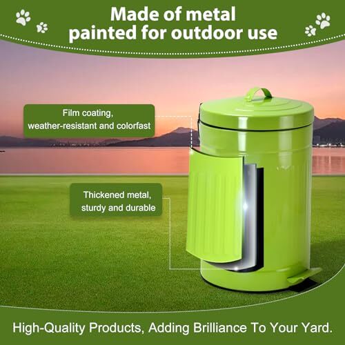 12L Industrial Style Outdoor Dog Waste Trash Can, Dog Poop Trash Can