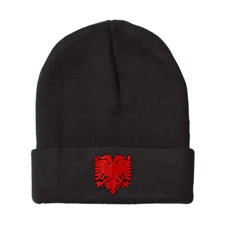 Beanies for Men Albanian Eagle Embroidery Winter Hats Women Acrylic Skull Cap