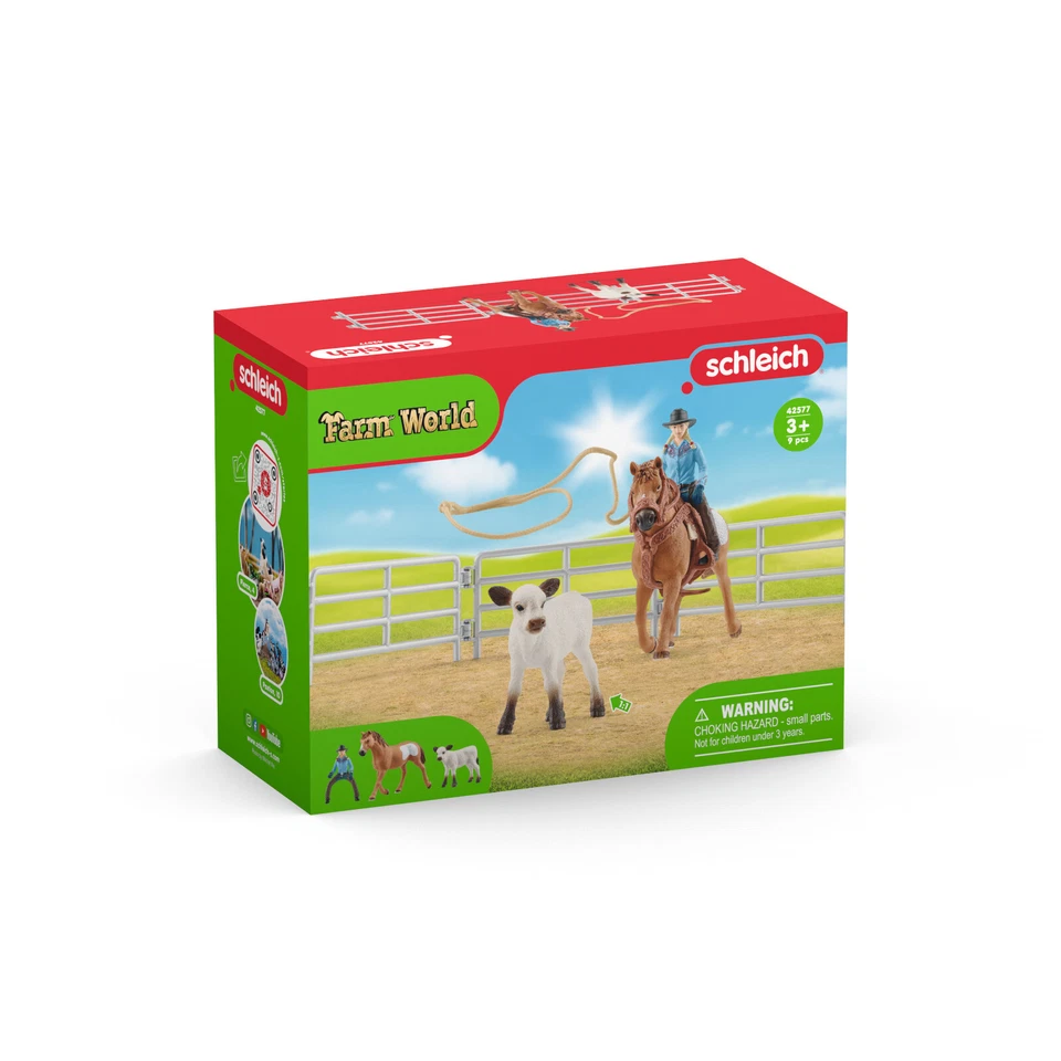 Schleich 42577 Equipo Cuerda con Vaquera Juego Vaqueras Caballo Salvaje Oeste Juguete NUEVO Foto 2 de 2