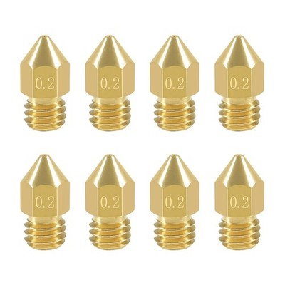 Aokin 8 Pcs 0.2Mm MK8 Extruder Nozzles 3D Printer Nozzles for Creality Ender 3/3