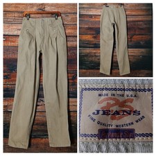 Panhandle Slim Jeans 28X34 Vintage 70s Riding Western High Rise Khaki USA Made