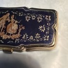 Japanese Decorative Pill Box Blue Gold Ornate Metal Porcelain Divided Interior — photo 4
