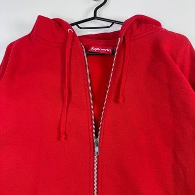 Supreme Zip Up Hoodie Red Box Logo Back Print Made In Canada Mens