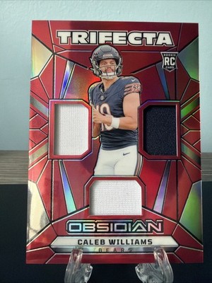 Caleb Williams 2024 Panini Obsidian Bears RC Trifecta Rookie Patch Red /75