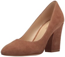Nine West Women's Scheila Suede Dress Pump Size 9 Heel Tan Brown Shoes