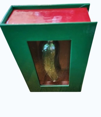 2015 Avon Glass Pickle Ornament With Story & Gift Box New Old Stock
