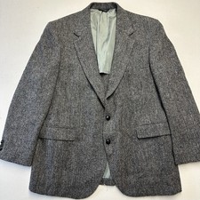 VTG Harris Tweed Herringbone Blazer Jacket Suit Coat Mens 46 Reg Two Button