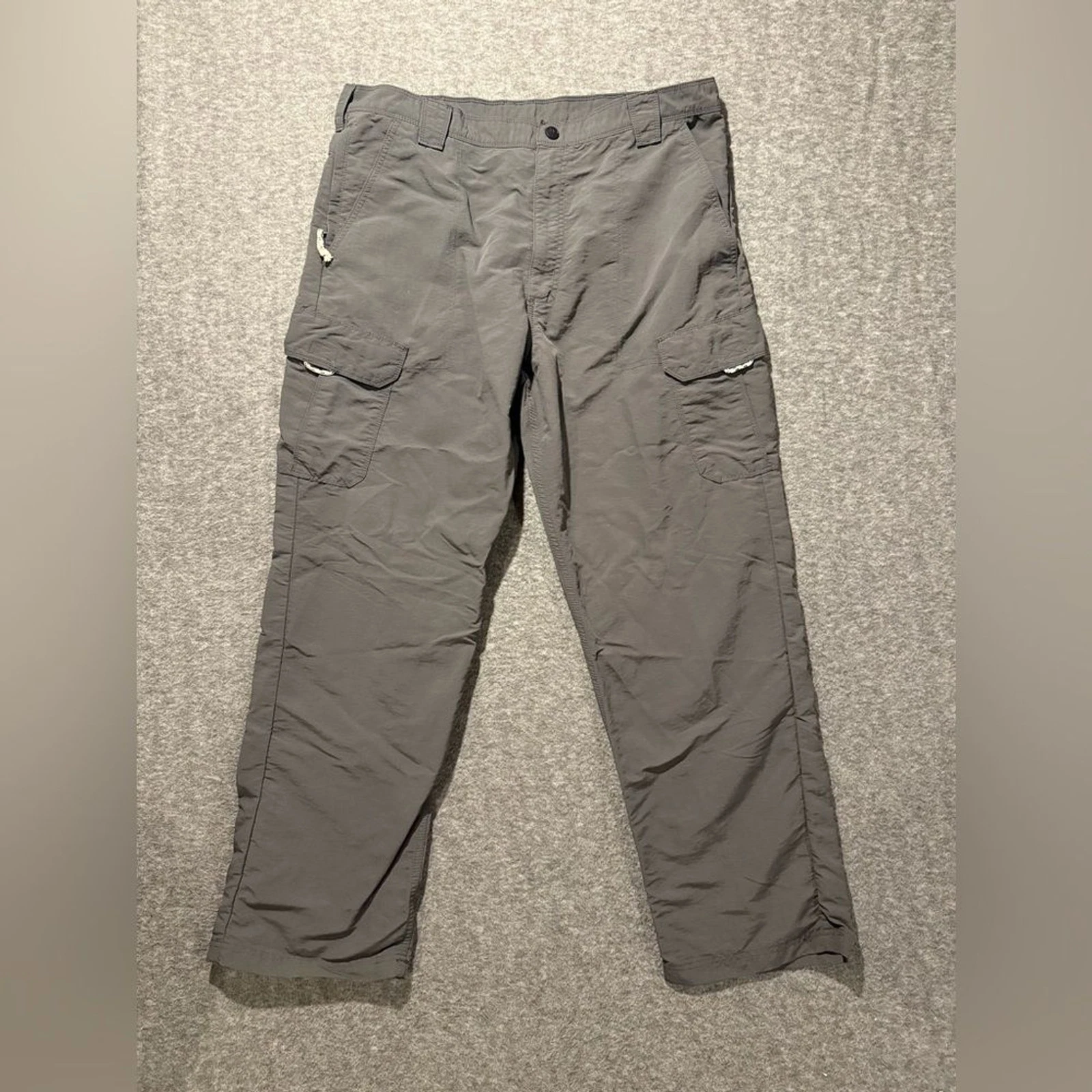 Wrangler Cargo Utility Pants Mens 38x32 (fit 38x30.5) gray Light Hike Fish Nylon