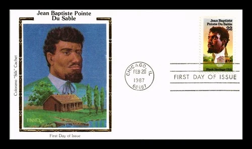 US COVER JEAN BAPTISTE POINTE DU SABLE BLACK HERITAGE FDC COLORANO SILK CACHET