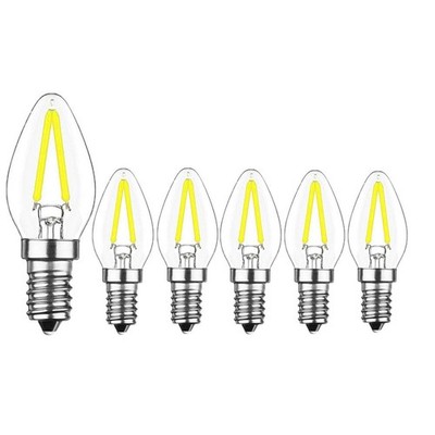2W E12 C7 Candelabra LED Bulbs(6 Pack) 15W Enquivalent E12 Base LED Filament ...