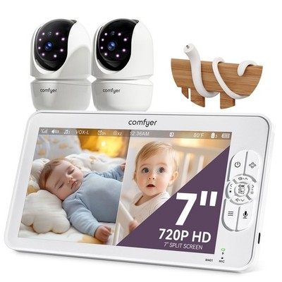 Comfyer BM01 7'' HD SplitScreen Baby Monitor, Video Baby Monitor with 2 Camera...